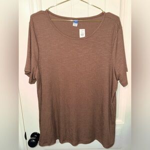 Old Navy Ribbed Luxe Short Sleeve Brown - NEW